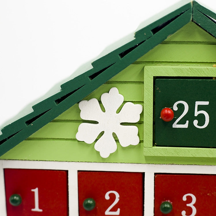 2 PCS Christmas Decorations Creative Wooden Christmas Countdown Calendar Storage Box Color Cottage Decoration