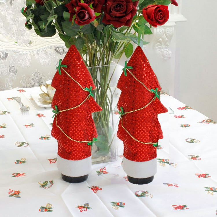 2 PCS Christmas Tree Shaped Red Wine Bottle Set Ornament