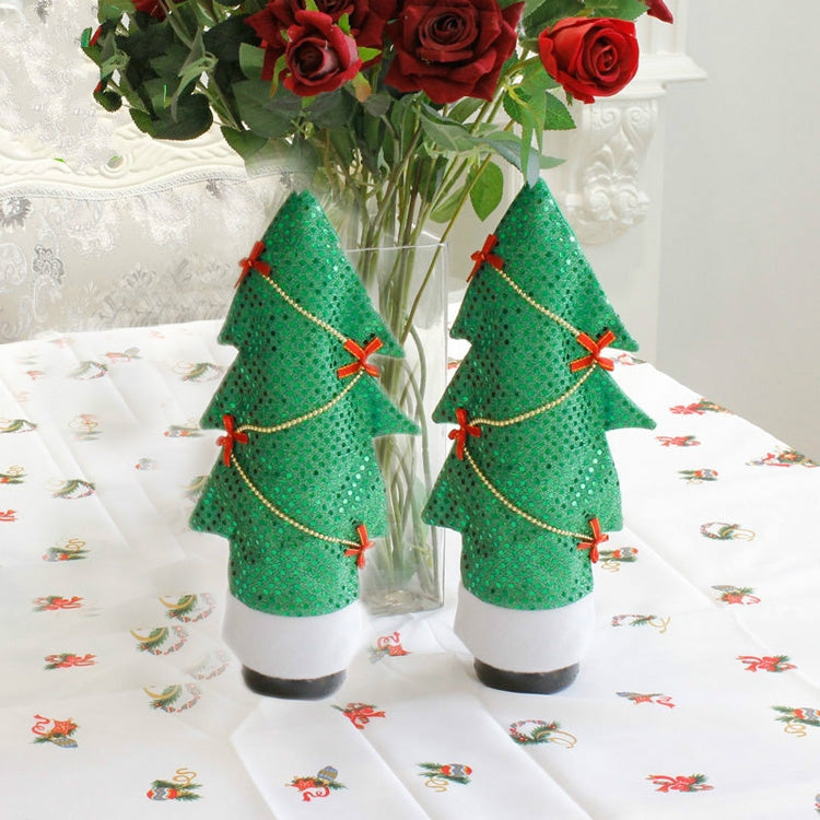 2 PCS Christmas Tree Shaped Red Wine Bottle Set Ornament