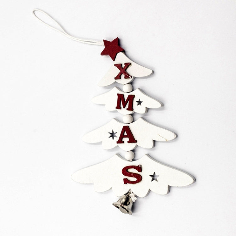 2 PCS Christmas Wooden Painted Decorative Pendant Creative Christmas Tree Letter Bell Pendant Decoration