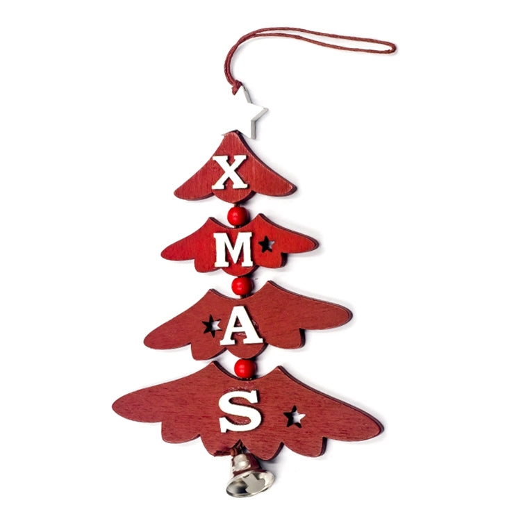 2 PCS Christmas Wooden Painted Decorative Pendant Creative Christmas Tree Letter Bell Pendant Decoration