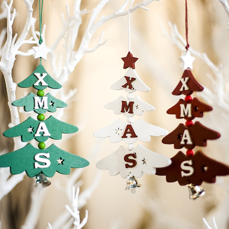 2 PCS Christmas Wooden Painted Decorative Pendant Creative Christmas Tree Letter Bell Pendant Decoration