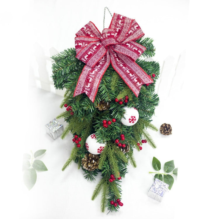 2 PCS Christmas Creative Bow Pine Cone Red Fruit Rattan Decoration