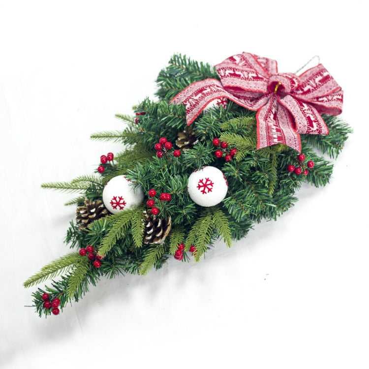 2 PCS Christmas Creative Bow Pine Cone Red Fruit Rattan Decoration