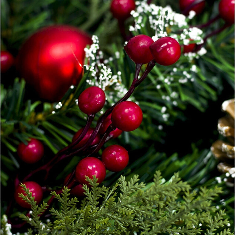 2 PCS Christmas Creative Bow Pine Cone Red Fruit Rattan Decoration