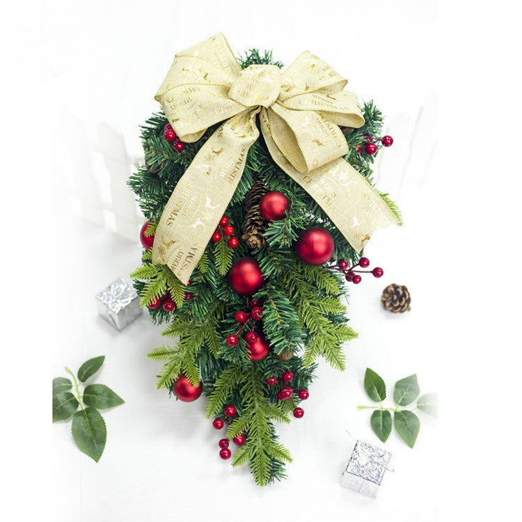 2 PCS Christmas Creative Bow Pine Cone Red Fruit Rattan Decoration