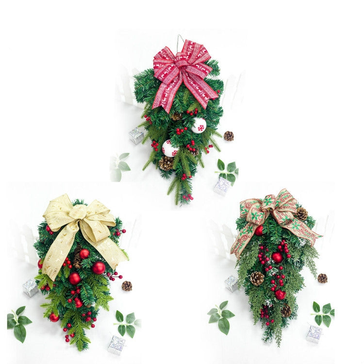 2 PCS Christmas Creative Bow Pine Cone Red Fruit Rattan Decoration