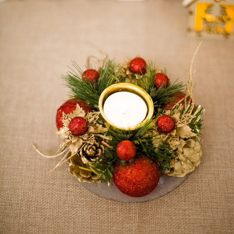 2 PCS Pinecone Pine Needle Christmas Candlestick Upscale Christmas Candle Holder Decoration Without Candle