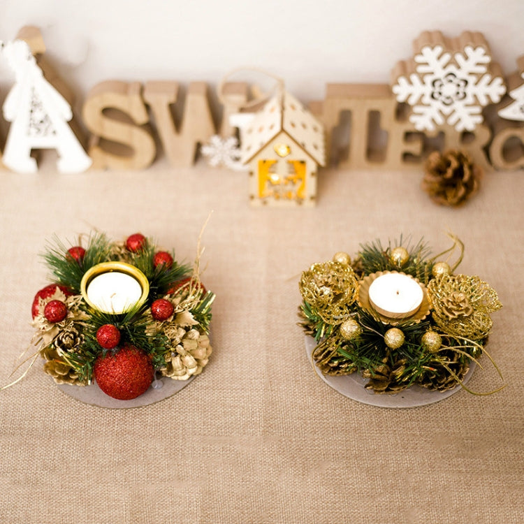 2 PCS Pinecone Pine Needle Christmas Candlestick Upscale Christmas Candle Holder Decoration Without Candle