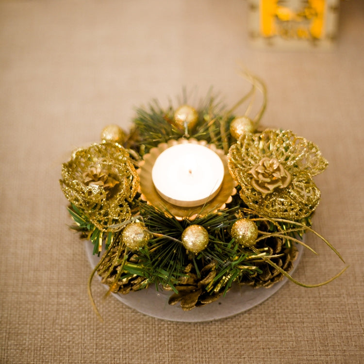 2 PCS Pinecone Pine Needle Christmas Candlestick Upscale Christmas Candle Holder Decoration Without Candle