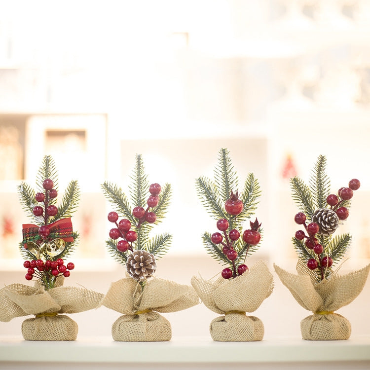 2 PCS Creative Christmas Pine Needles Cutting Table Decoration