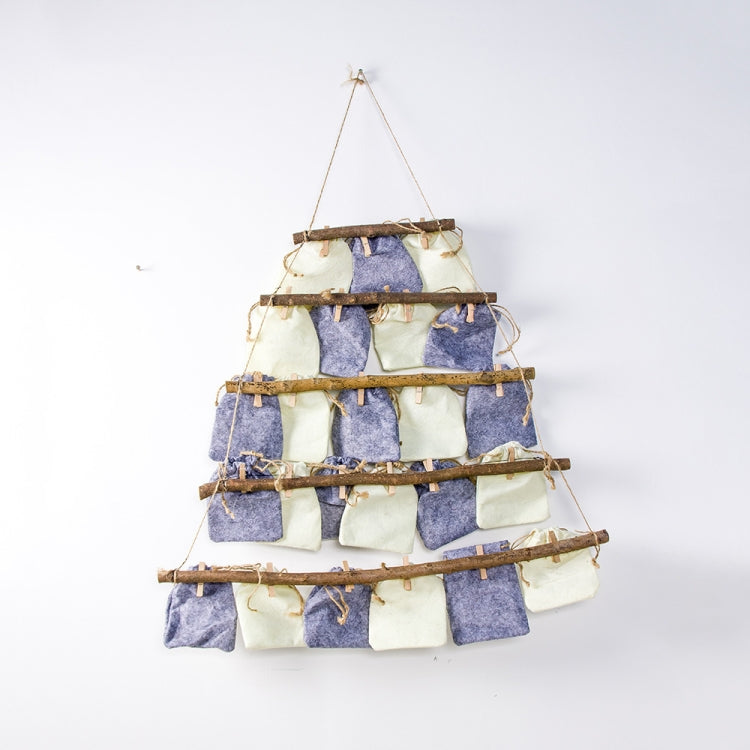 2 PCS Christmas Countdown Fabric Hanging Bag Storage Bag Decoration