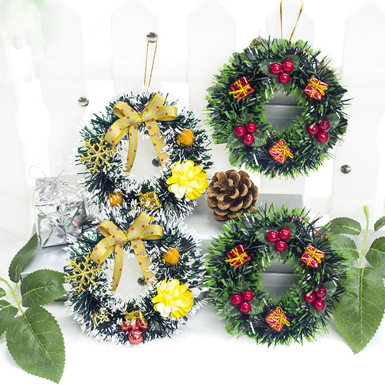 2 PCS Christmas Simulation Pine Cone Red Fruit Bow Wreath Accessories Scene Decoration