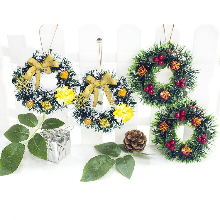 2 PCS Christmas Simulation Pine Cone Red Fruit Bow Wreath Accessories Scene Decoration