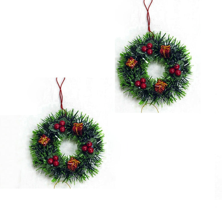 2 PCS Christmas Simulation Pine Cone Red Fruit Bow Wreath Accessories Scene Decoration