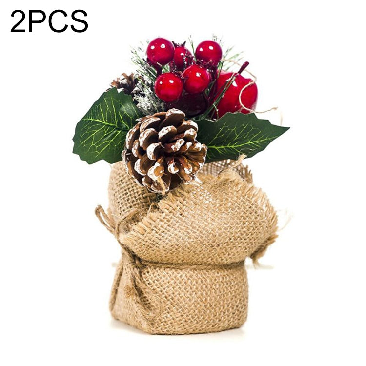 2 PCS Creative Christmas Simulation Pine Conifer Needle Potted Decoration