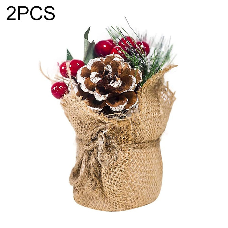 2 PCS Creative Christmas Simulation Pine Conifer Needle Potted Decoration
