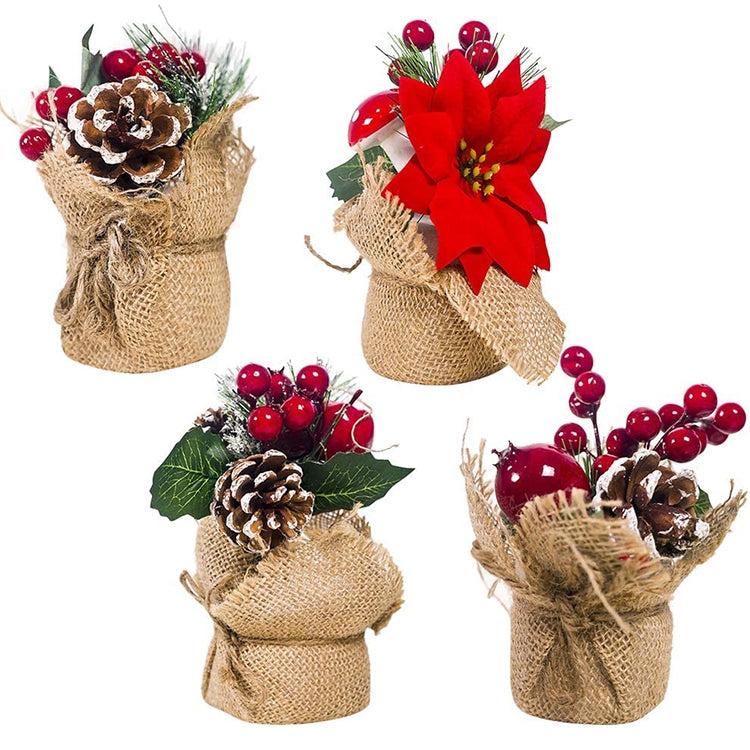 2 PCS Creative Christmas Simulation Pine Conifer Needle Potted Decoration