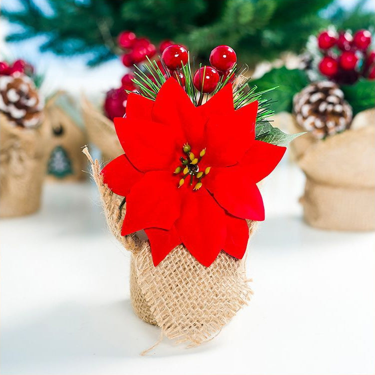 2 PCS Creative Christmas Simulation Pine Conifer Needle Potted Decoration
