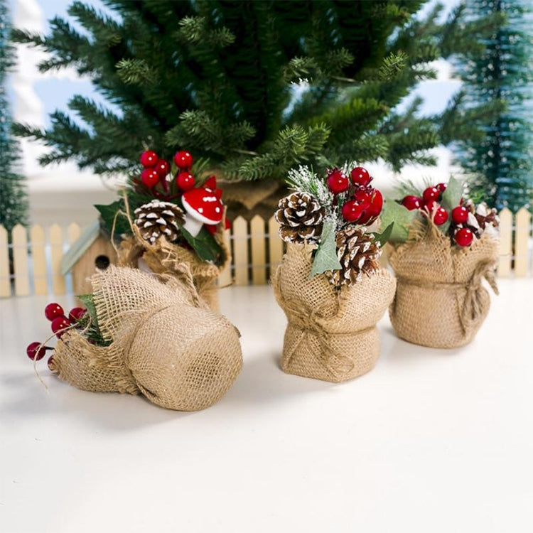 2 PCS Creative Christmas Simulation Pine Conifer Needle Potted Decoration