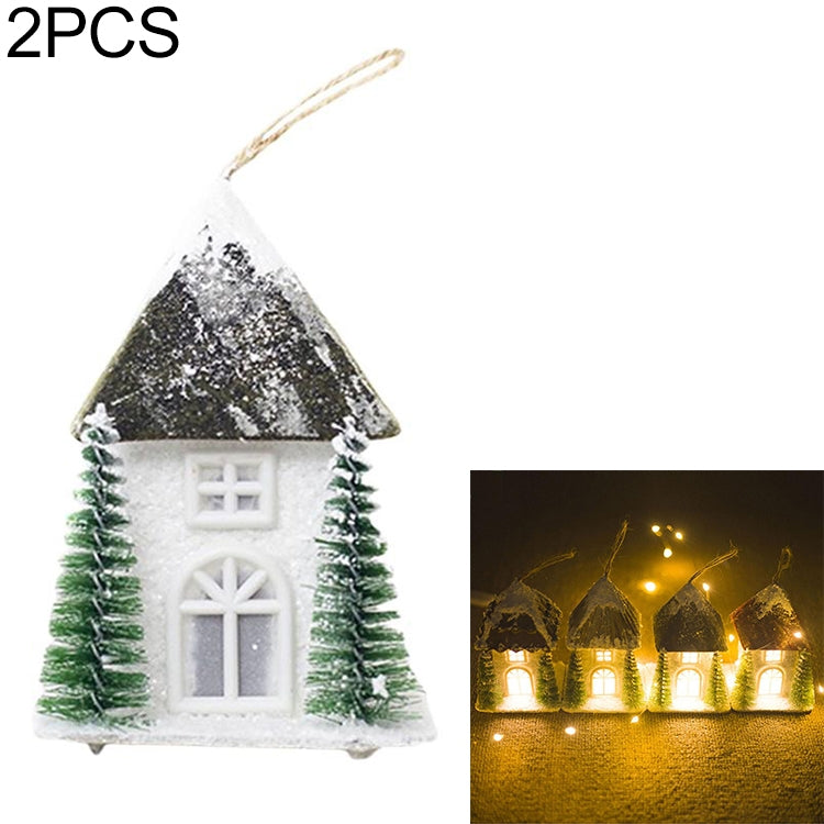 2 PCS Christmas Creative Warm Light Cabin Decoration Accessories Scene Decoration