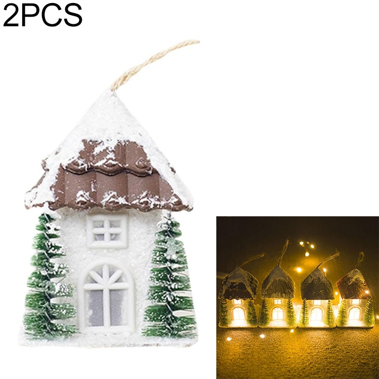 2 PCS Christmas Creative Warm Light Cabin Decoration Accessories Scene Decoration