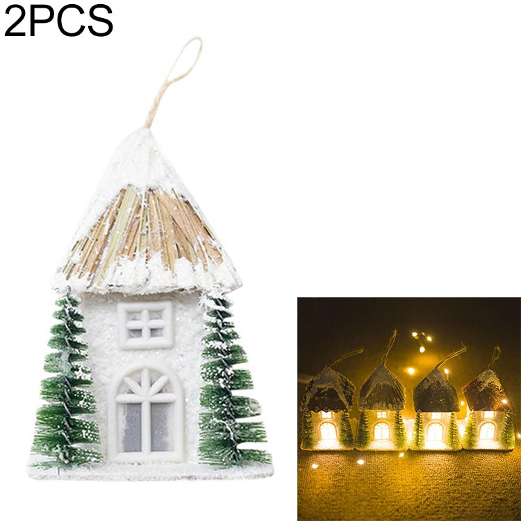 2 PCS Christmas Creative Warm Light Cabin Decoration Accessories Scene Decoration