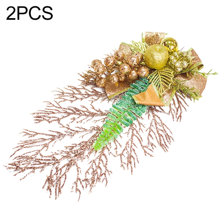 CP0333 2 PCS Christmas Tree Pendant Simulation Leaves Pine Cone Flower Christmas Decorations