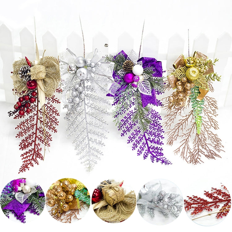 CP0333 2 PCS Christmas Tree Pendant Simulation Leaves Pine Cone Flower Christmas Decorations