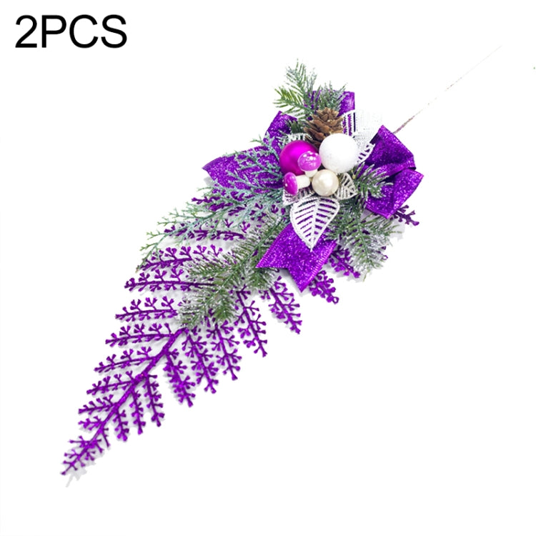 CP0333 2 PCS Christmas Tree Pendant Simulation Leaves Pine Cone Flower Christmas Decorations