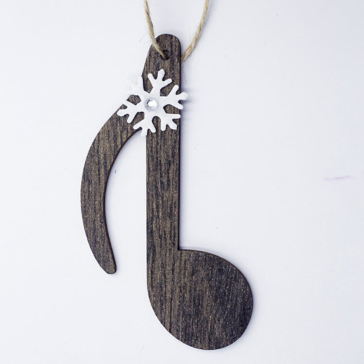 2 PCS Creative Christmas Wood Painted Snowflake Musical Notes Pendant Ornament, Specification: Black Note