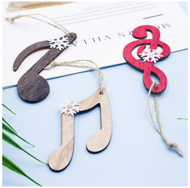 2 PCS Creative Christmas Wood Painted Snowflake Musical Notes Pendant Ornament, Specification: Black Note