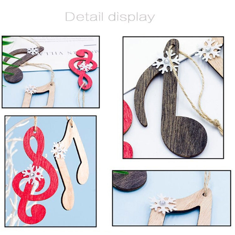 2 PCS Creative Christmas Wood Painted Snowflake Musical Notes Pendant Ornament, Specification: Black Note