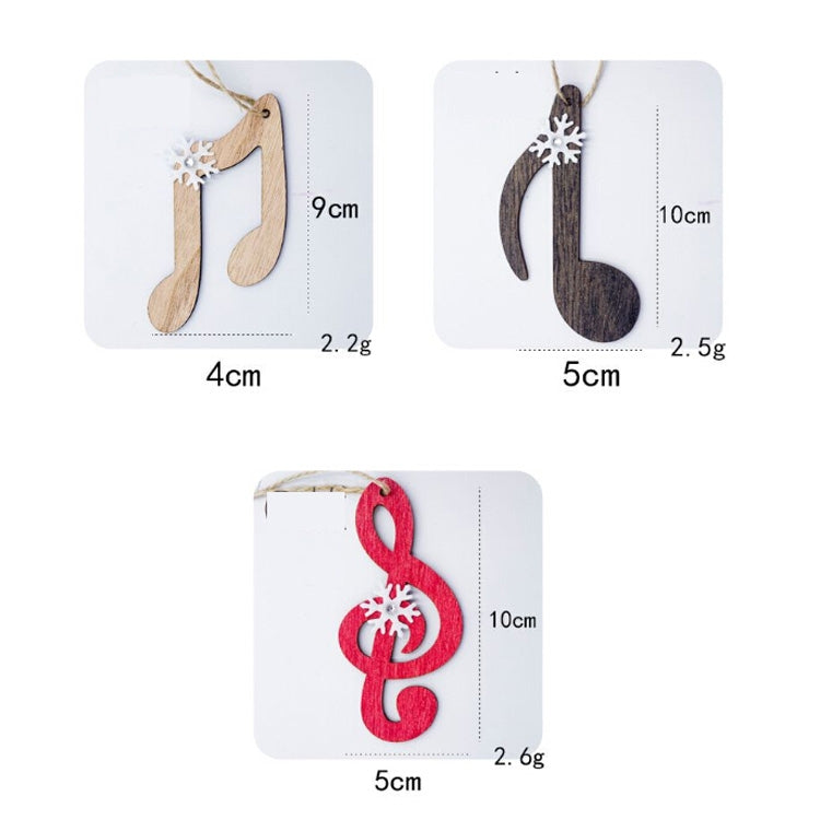 2 PCS Creative Christmas Wood Painted Snowflake Musical Notes Pendant Ornament, Specification: Black Note