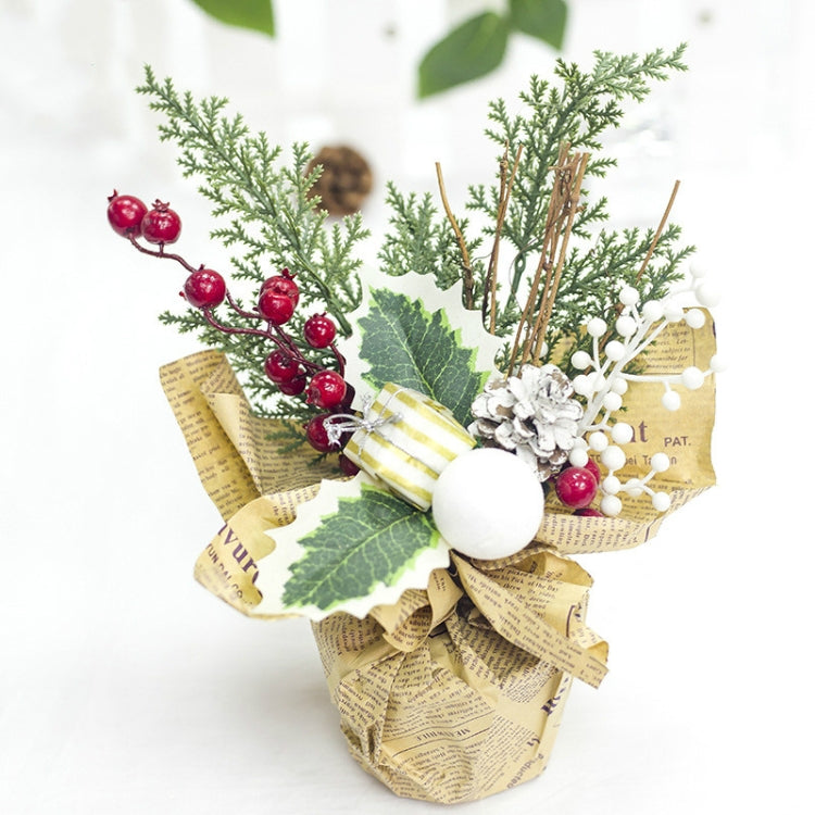 2 PCS Christmas Creative Potted Pine Cone Red Fruit Decoration
