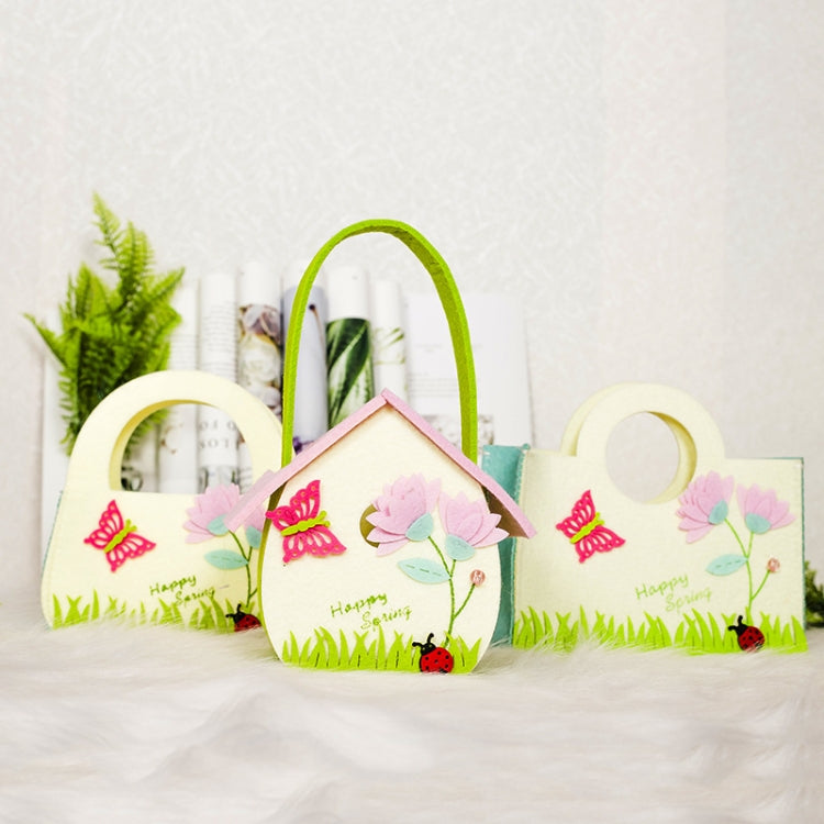 2 PCS Cartoon Butterfly Fabric Felt Candy Storage Bag Shopping Basket, Specification: A Semi-circular Carrying Bag