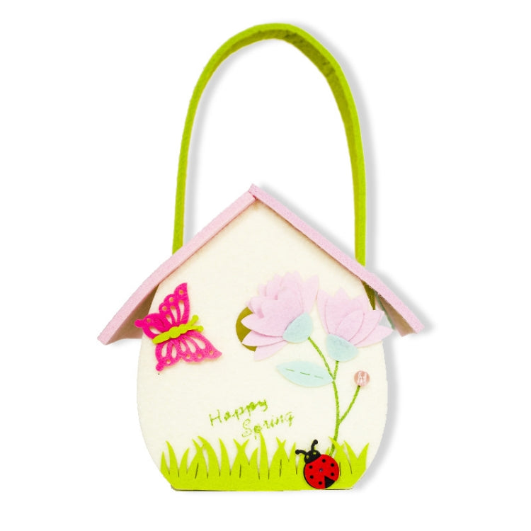 2 PCS Cartoon Butterfly Fabric Felt Candy Storage Bag Shopping Basket, Specification: B Green Portable Bag