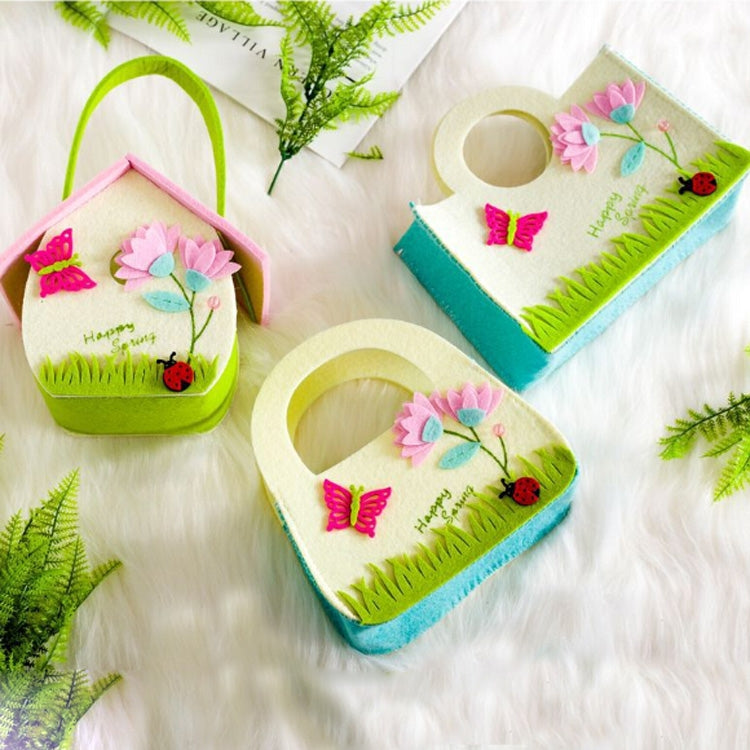 2 PCS Cartoon Butterfly Fabric Felt Candy Storage Bag Shopping Basket, Specification: B Green Portable Bag