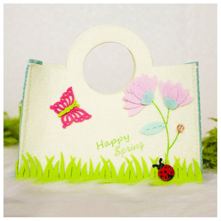 2 PCS Cartoon Butterfly Fabric Felt Candy Storage Bag Shopping Basket, Specification: C Round Portable Bag