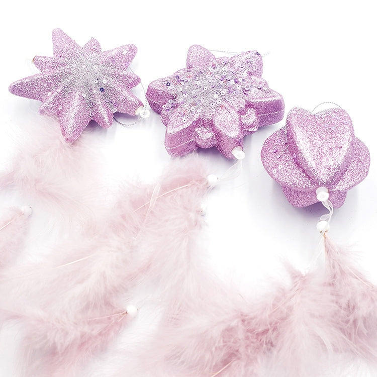 2 PCS Girl Powder Feather Bubble Pendant Creative Christmas Tree Decoration(Star)