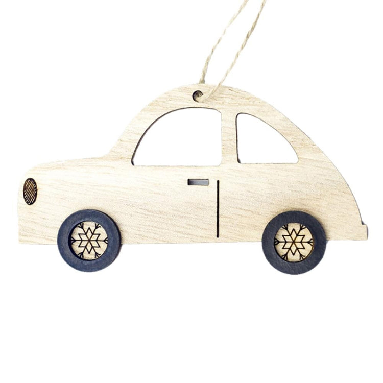2 PCS Creative Christmas Wooden Painted Car Decoration Pendant