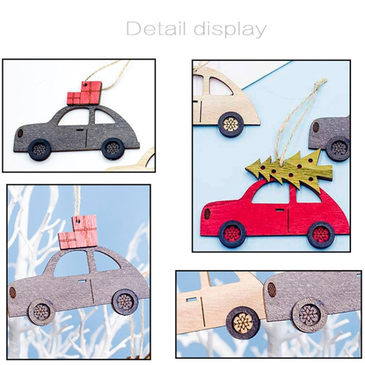 2 PCS Creative Christmas Wooden Painted Car Decoration Pendant