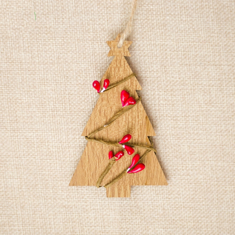 10 PCS Creative Wooden Christmas Tree Rattan Wooden Sign Ornament(Log Color)