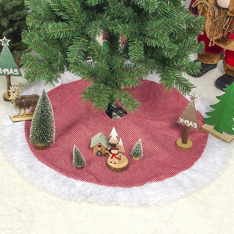 2 PCS  Plaid Fabric Plush White Side Christmas Tree Bottom Decorative Tree Skirt, Size:100CM