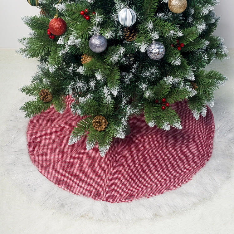 2 PCS  Plaid Fabric Plush White Side Christmas Tree Bottom Decorative Tree Skirt, Size:100CM