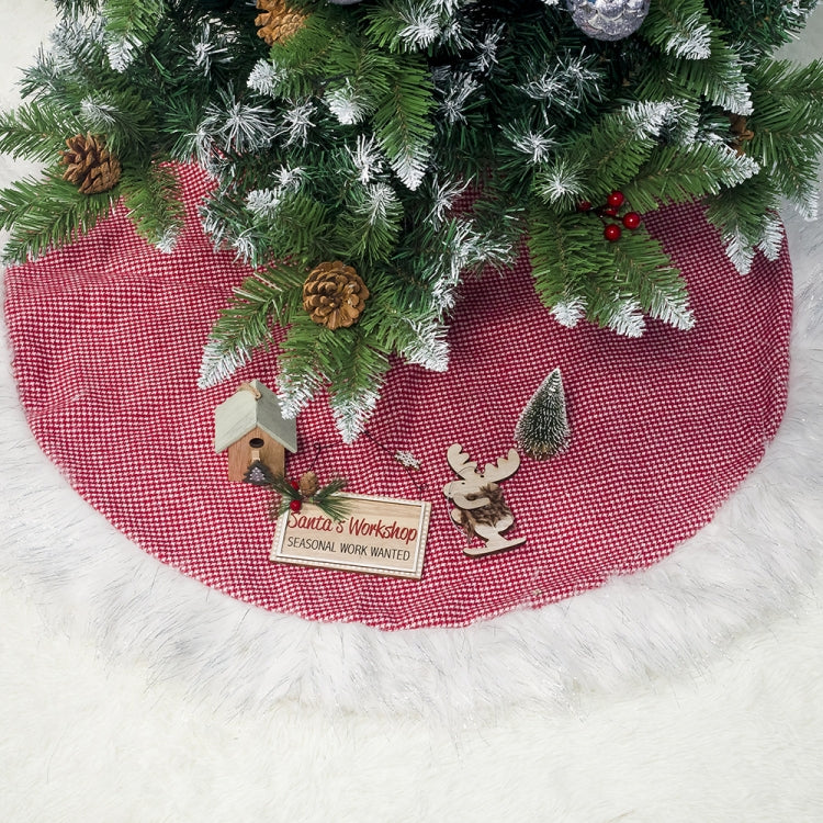 2 PCS  Plaid Fabric Plush White Side Christmas Tree Bottom Decorative Tree Skirt, Size:100CM