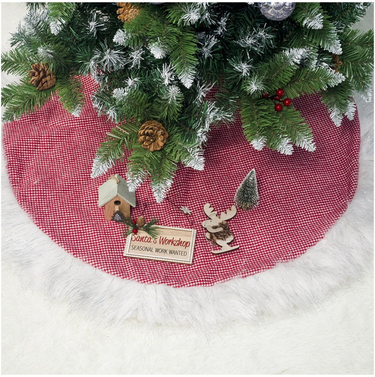 2 PCS  Plaid Fabric Plush White Side Christmas Tree Bottom Decorative Tree Skirt, Size:100CM