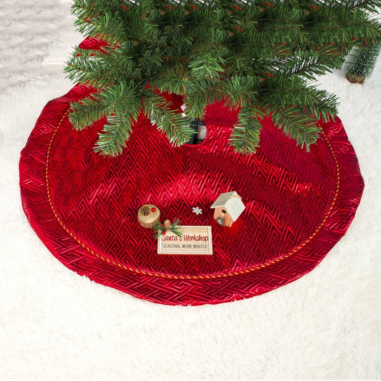 2 PCS Christmas Double Plaid Velvet Christmas Tree Bottom Ornament Christmas Tree Skirt
