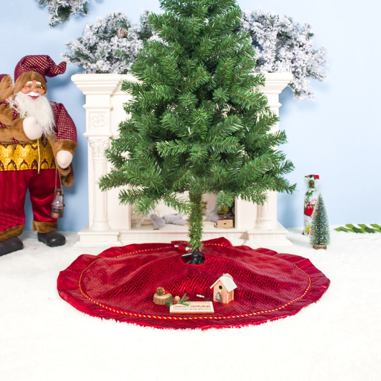 2 PCS Christmas Double Plaid Velvet Christmas Tree Bottom Ornament Christmas Tree Skirt