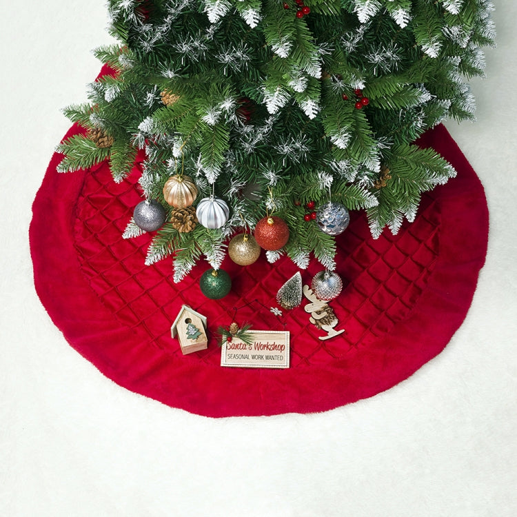2 PCS Christmas Double Plaid Velvet Christmas Tree Bottom Ornament Christmas Tree Skirt